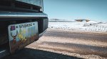 Wyoming Conservation License Plates help fund wildlife overpasses like the one in the background near Pinedale, WY along key migration corridors.