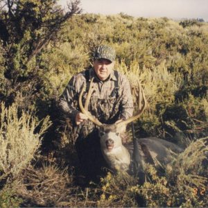 X-12 1998  old mountain deer.  Regressed from a 5 x 5 to a 
3 x 3.  High mountain snow storm drove him out of hiding.