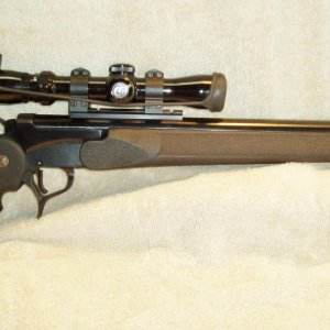 Thompson Center Encore.  SSK tuned frame; Bullberry custom 15" Bull Barrel in .35 Whelen Ackley Improved.  Pachmayer Grip, Bullberry modified Enc
