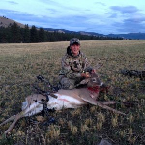 Jake's whitetail buck with a bow
