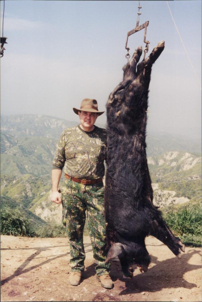 California Wild Boar taken with Ruger SRH 44 Magnum. SCI Top 10 with a handgun