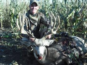 My son Matthew's first deer, 192&quot; taken at 8 FEET!  Kids these days got it so easy.