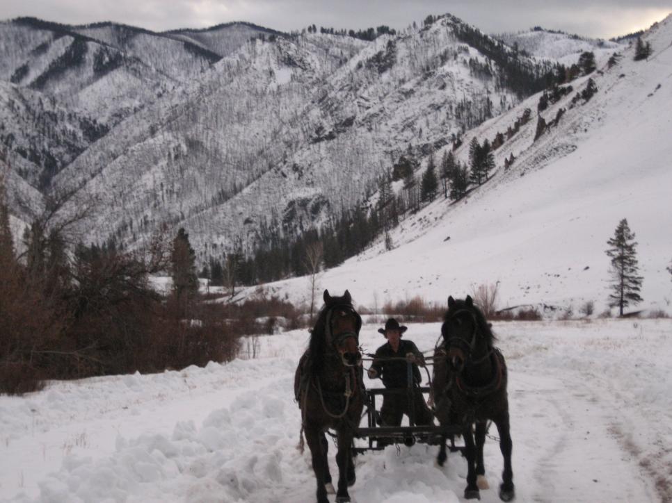 Plowing the runway in the Frank Church for clients to fly into for lion hunting. 2009
